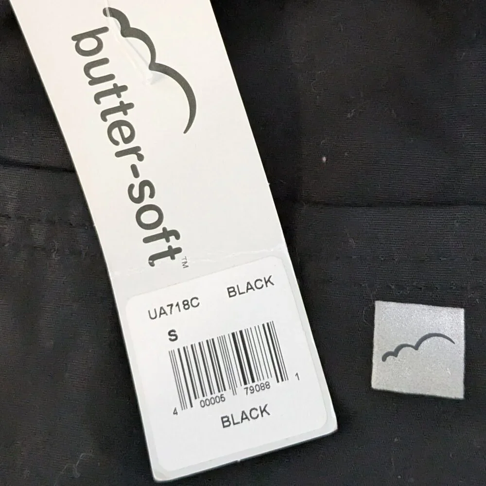 BUTTER-SOFT, NWT Black Long Sleeve Medical Scrub Top; Men Size S